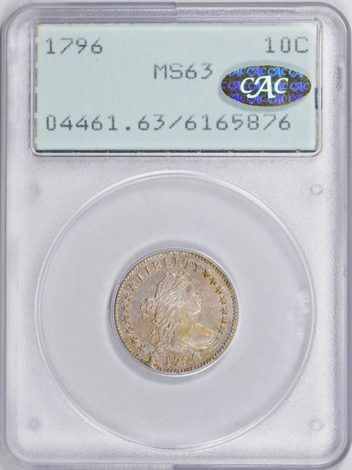 1796 Draped Bust Dime PCGS MS-63 CAC realized $92,812