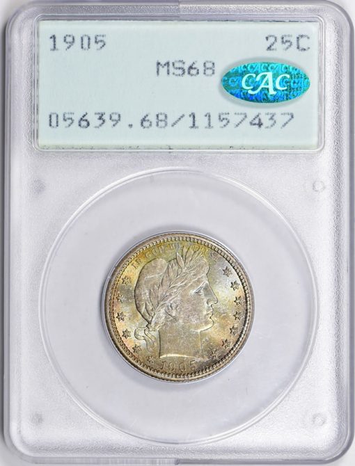 1905 Barber Quarter PCGS MS-68 CAC realized $101,251