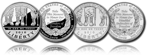 2010 American Veterans Disabled for Life Silver Dollar (Proof and Uncirculated)