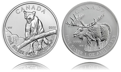 2012 Canadian Cougar and Moose Silver Bullion Coins from the Wildlife Series