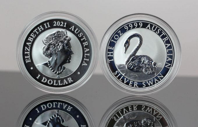 2021 Australia  Swan 1 oz Silver Bullion Coins - Obverse and Reverse