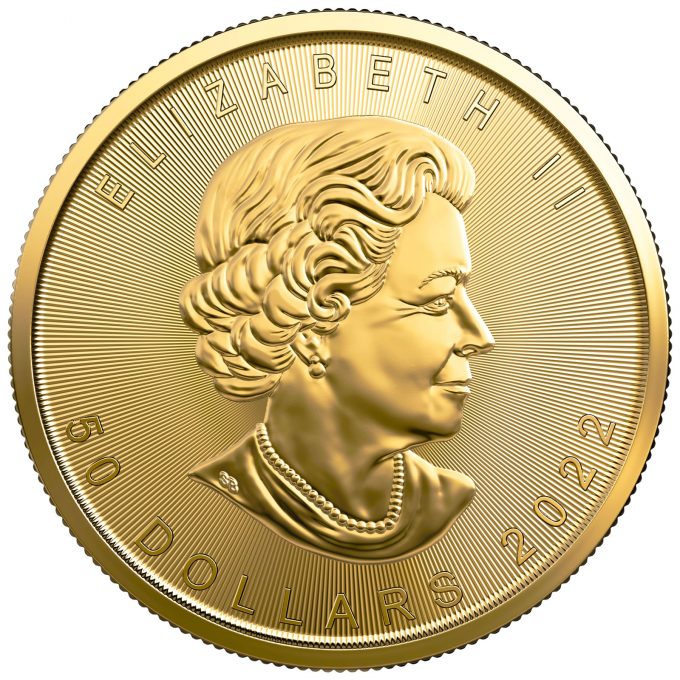 2022 $50 1 oz. 99.99% Pure Gold Maple Leaf Single-Sourced Mine bullion coin - obverse