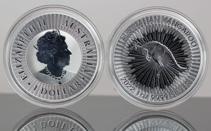 2022 Australian Kangaroo 1oz Silver Bullion Coins - Obverse and Reverse