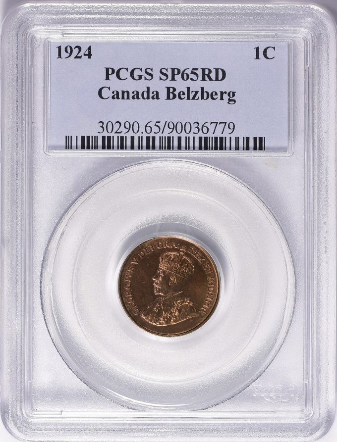 Canada 1924 Cent KM-28 PCGS SP-65 RD