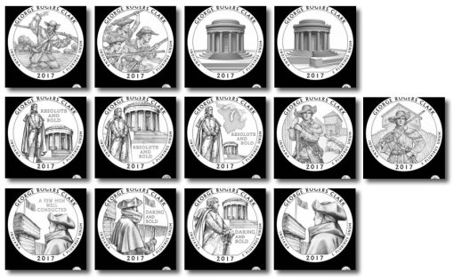 Design candidates for the 2017 George Rogers Clark National Historical Park quarter