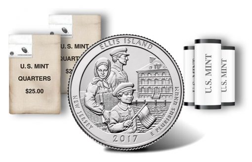 Ellis Island quarter, rolls and bags