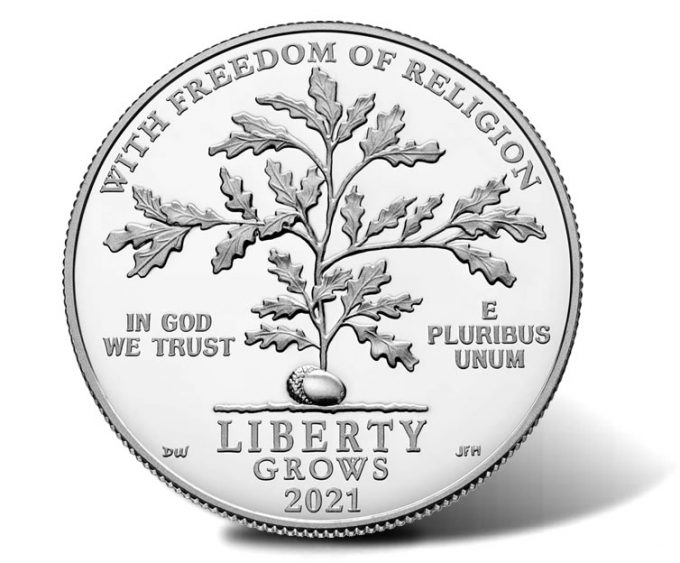 First Amendment to the United States Constitution 2021 Platinum Proof Coin - Freedom of Religion - Obverse