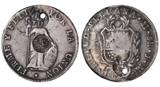Lot 72516: PHILIPPINES. Philippines - Philippines - Peru. 8 Reales, ND (1834-37)