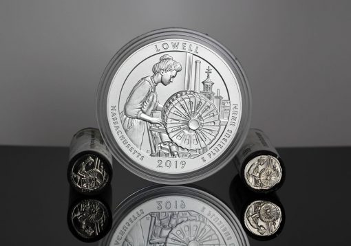 Lowell National Historical Park quarters and 5-ounce silver coin