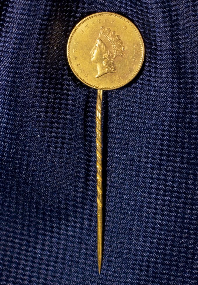 Mid-1850s gold coin stickpin