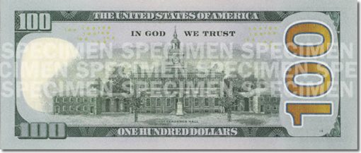 New $100 Bill (Back)