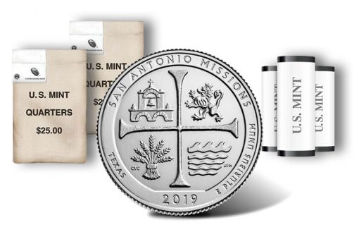 San Antonio Missions National Historical Park quarter, rolls and bags