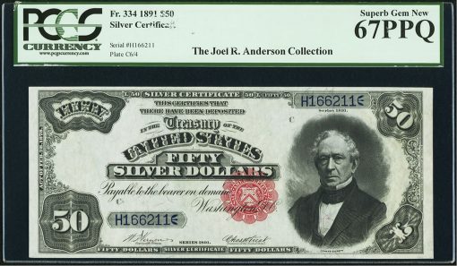 Series 1891 $50 Silver Certificate, Fr. 334