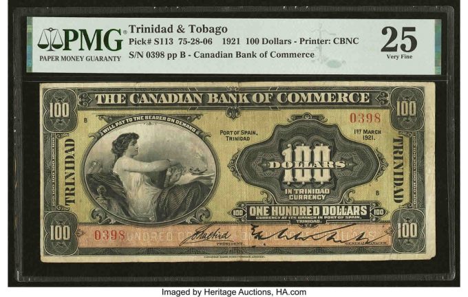 Trinidad & Tobago Canadian Bank of Commerce 100 Dollars