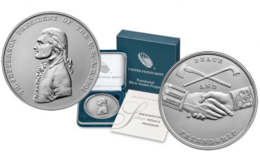 U.S. Mint images for the Thomas Jefferson Presidential Silver Medal