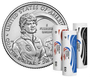 US Mint image 2022 P D S Dr. Sally Ride quarter and rolls